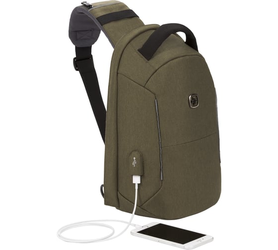 Рюкзак-антивор с одним плечевым ремнем Swissgear хаки, 21x12,5x34 см, 8,5 л 2712656550