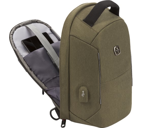 Рюкзак-антивор с одним плечевым ремнем Swissgear хаки, 21x12,5x34 см, 8,5 л 2712656550