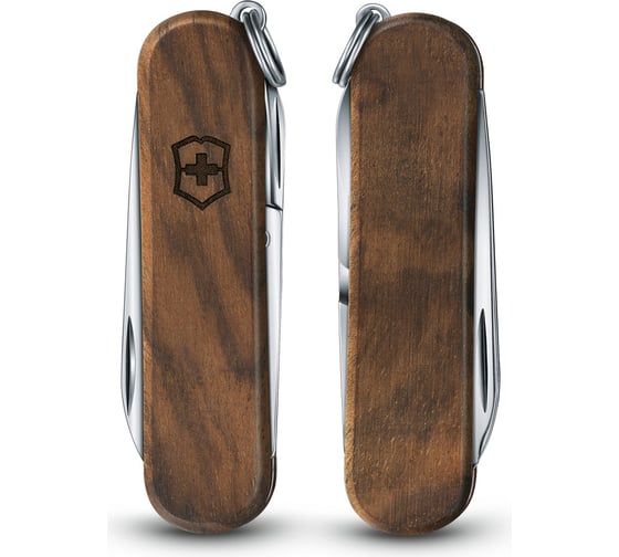 Нож-брелок Victorinox Classic SD, 58 мм, 5 функций, рукоять из орехового дерева 0.6221.63