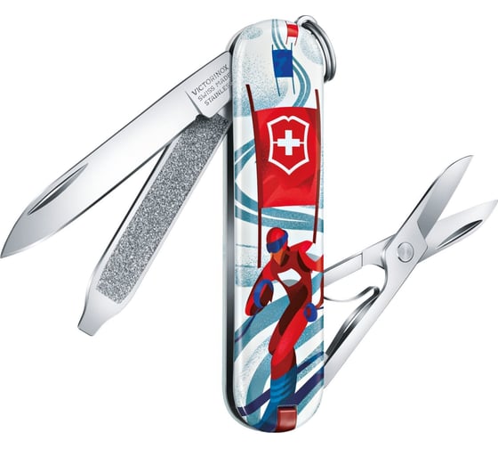 Нож-брелок Victorinox Classic LE 2020 Ski Race, 58 мм, 7 функций 0.6223.L2008