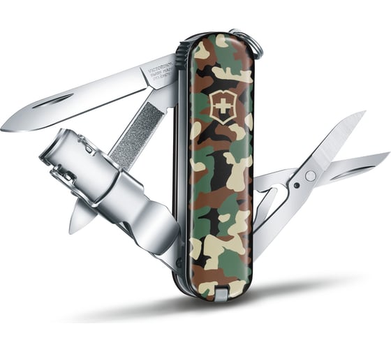 Нож Victorinox Classic Nail Clip 580, 65 мм, 8 функций, камуфляж 0.6463.94