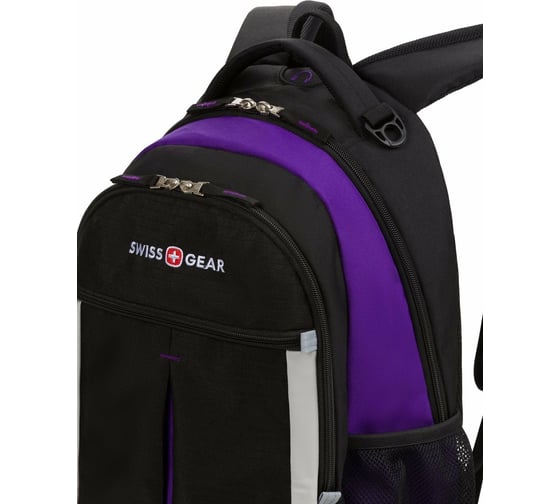 Рюкзак Swissgear, чёрный/фиолетовый/серебристый, 32х15х45 см, 22 л, SA13852915