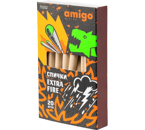 Спички охотничьи AMIGO Grande 85 мм, 20 шт 75202