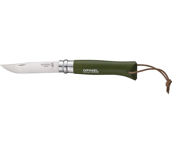 Нож Opinel Trekking №8 хаки кожаный темляк 001703
