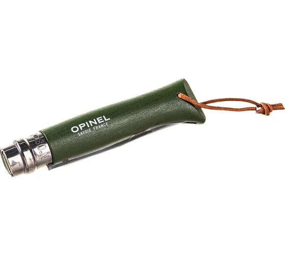 Нож Opinel Trekking №8 хаки кожаный темляк 001703