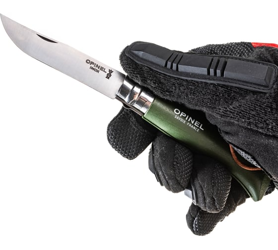 Нож Opinel Trekking №8 хаки кожаный темляк 001703