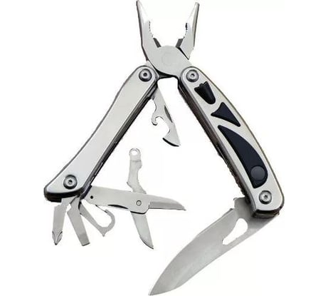 Мультитул ПРАКТИКА, плоскогубцы + разводной ключ, карманный, 8 в 1, 999-251