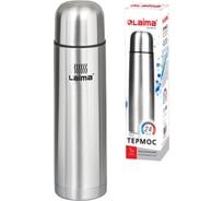 Классический термос с узким горлом ЛАЙМА 1л, нержавеющая сталь, 601414