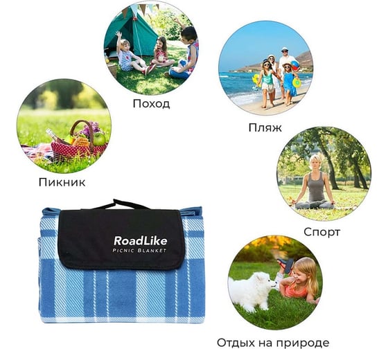 Коврик для пикника RoadLike PicNic синий 335129