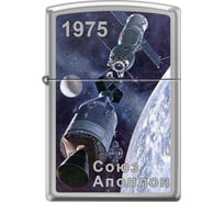 Зажигалка ZIPPO Союз-Аполлон с покрытием High Polish Chrome, серебряная, 38x13x57 мм, 250_Soyuz-Apollo