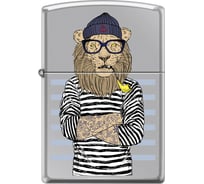 Зажигалка ZIPPO Лев-моряк, с покрытием High Polish Chrome, 36x12x56 мм, 250_lion