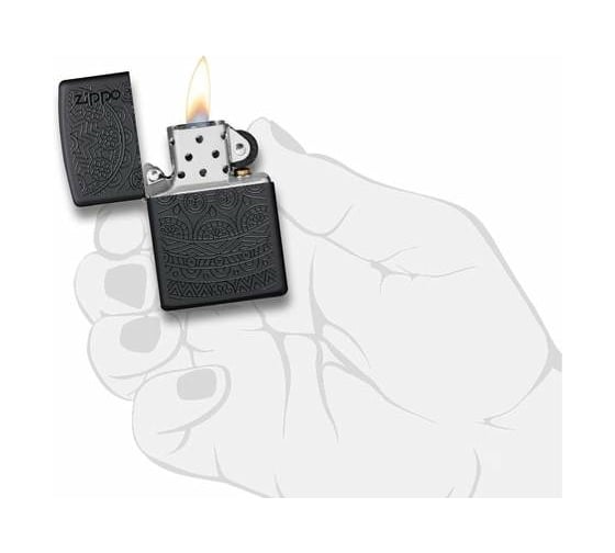 Зажигалка ZIPPO Tone on Tone Design, с покрытием Black Matte, 38x13x57 мм, 29989