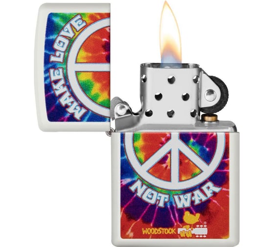 Зажигалка ZIPPO Woodstock с покрытием White Matte, 36x12x56 мм, 49013