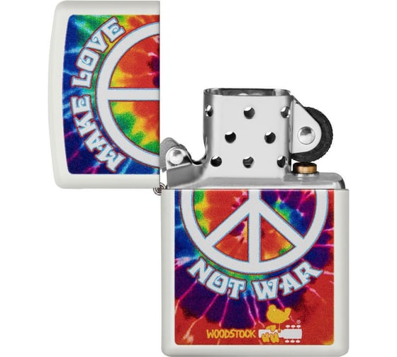Зажигалка ZIPPO Woodstock с покрытием White Matte, 36x12x56 мм, 49013