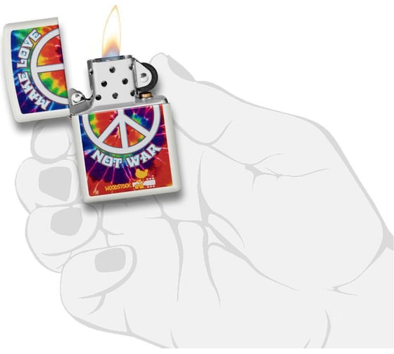 Зажигалка ZIPPO Woodstock с покрытием White Matte, 36x12x56 мм, 49013