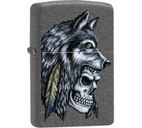 Зажигалка ZIPPO Wolf Skull с покрытием Iron Stone, 38x13x57 мм, 29863