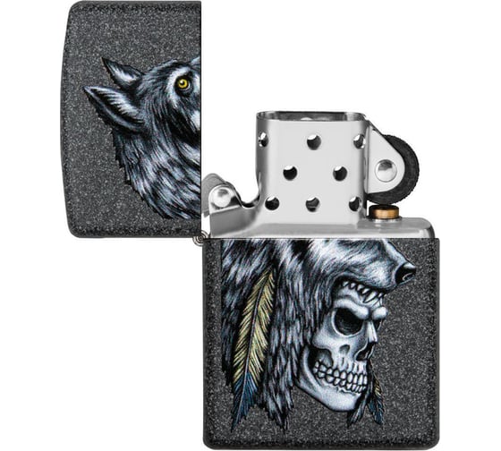 Зажигалка ZIPPO Wolf Skull с покрытием Iron Stone, 38x13x57 мм, 29863
