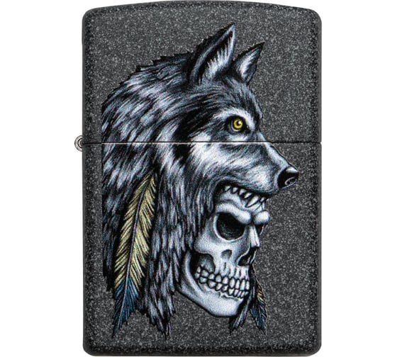 Зажигалка ZIPPO Wolf Skull с покрытием Iron Stone, 38x13x57 мм, 29863