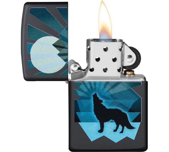 Зажигалка ZIPPO Wolf and Moon, с покрытием Black Matte, 36x12x56 мм, 29864