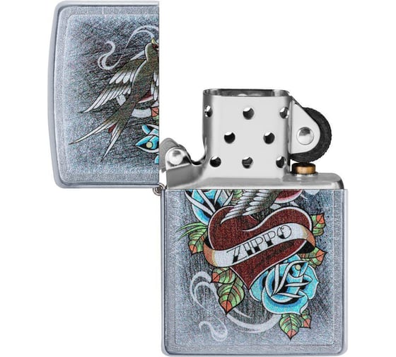 Зажигалка ZIPPO Vintage Tattoo, с покрытием Street Chrome, 38x13x57 мм, 29874