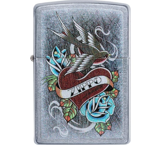 Зажигалка ZIPPO Vintage Tattoo, с покрытием Street Chrome, 38x13x57 мм, 29874