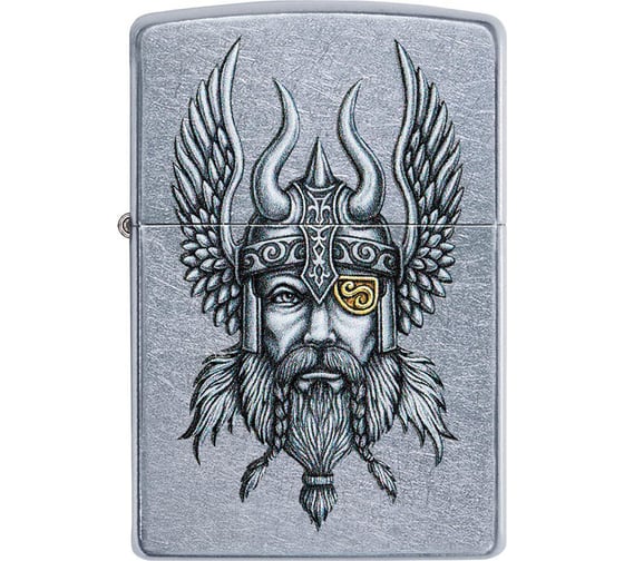 Зажигалка ZIPPO Viking Warrior, с покрытием Street Chrome, 38x13x57 мм, 29871