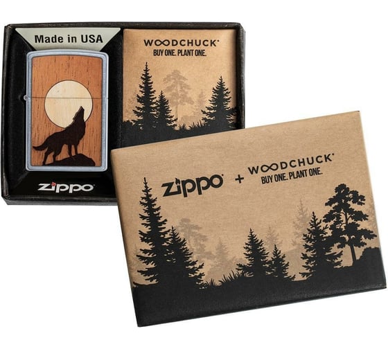 Зажигалка ZIPPO WOODCHUCK с покрытием Street Chrome, 36x12x56 мм, 49043