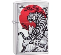 Зажигалка ZIPPO Asian Tiger, с покрытием Brushed Chrome, 38x13x57 мм, 29889