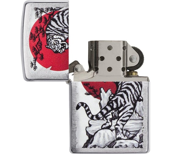 Зажигалка ZIPPO Asian Tiger, с покрытием Brushed Chrome, 38x13x57 мм, 29889