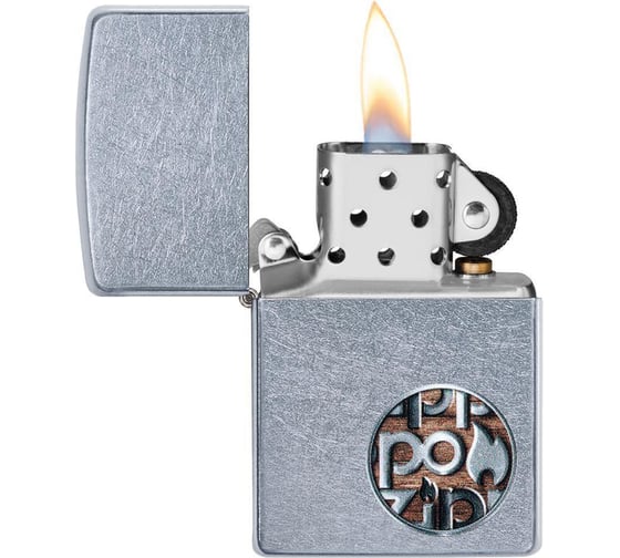 Зажигалка ZIPPO Button, с покрытием Street Chrome, 38x13x57 мм, 29872