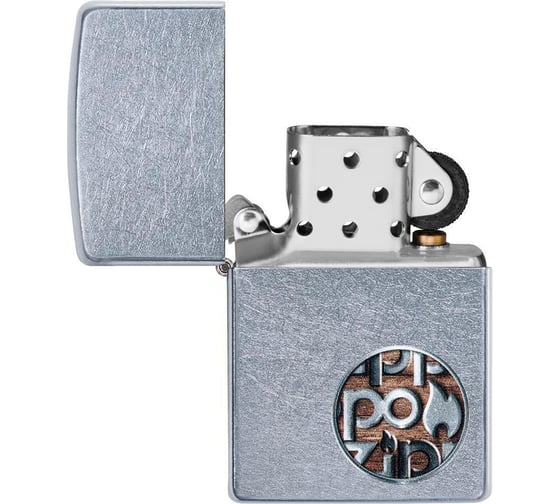 Зажигалка ZIPPO Button, с покрытием Street Chrome, 38x13x57 мм, 29872