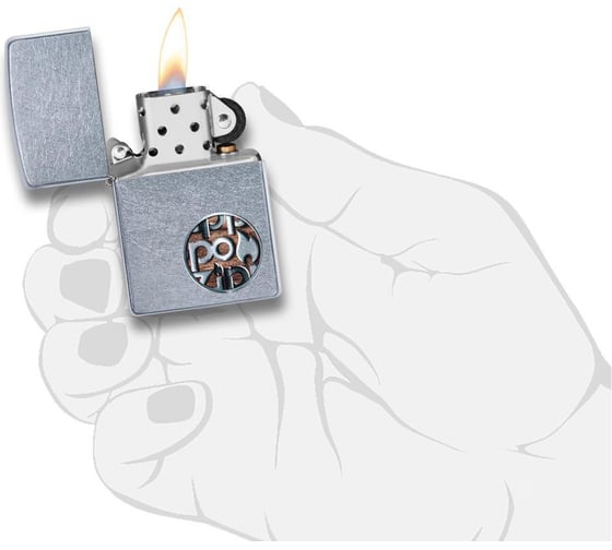 Зажигалка ZIPPO Button, с покрытием Street Chrome, 38x13x57 мм, 29872