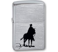 Зажигалка ZIPPO Bronco Cowboy, с покрытием Brushed Chrome, 38x13x57 мм, 200 Broncо