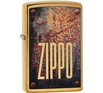 Зажигалка ZIPPO Rusty Plate, с покрытием Brushed Brass, 38x13x57 мм, 29879