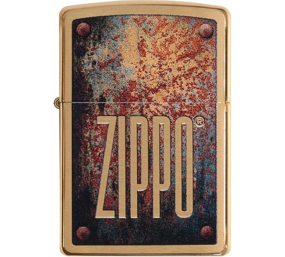 Зажигалка ZIPPO Rusty Plate, с покрытием Brushed Brass, 38x13x57 мм, 29879