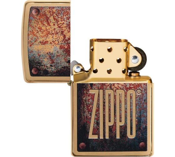 Зажигалка ZIPPO Rusty Plate, с покрытием Brushed Brass, 38x13x57 мм, 29879