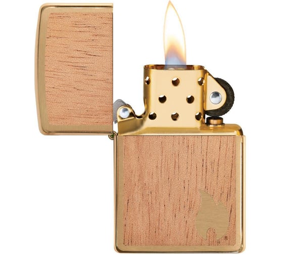 Зажигалка ZIPPO WOODCHUCK, с покрытием Brushed Brass, 38x13x57 мм, 29901