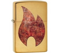 Зажигалка ZIPPO Rusty Flame, с покрытием Brushed Brass, 36x12x56 мм, 29878