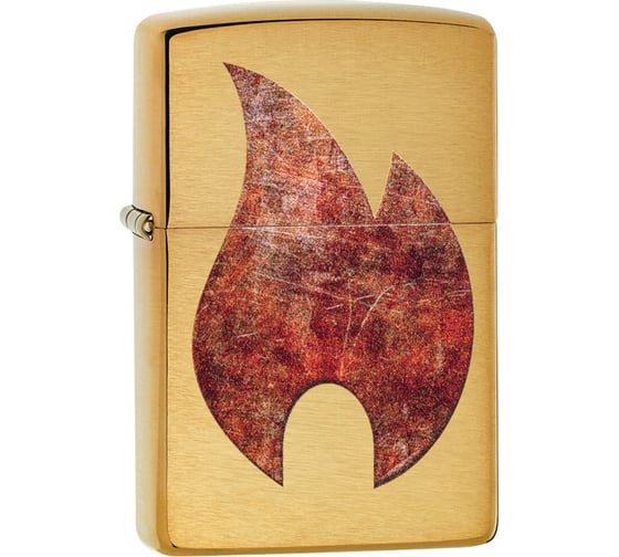 Зажигалка ZIPPO Rusty Flame, с покрытием Brushed Brass, 36x12x56 мм, 29878