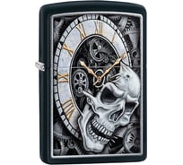 Зажигалка ZIPPO Skull Clock, с покрытием Black Matte, 36x12x56 мм, 29854