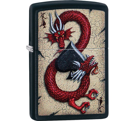Зажигалка ZIPPO Dragon Ace, с покрытием Black Matte, 38x13x57 мм, 29840