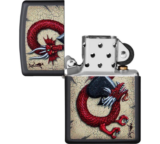 Зажигалка ZIPPO Dragon Ace, с покрытием Black Matte, 38x13x57 мм, 29840