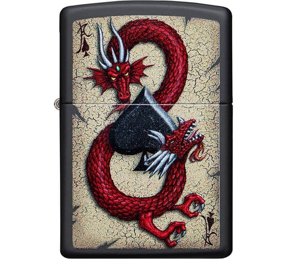 Зажигалка ZIPPO Dragon Ace, с покрытием Black Matte, 38x13x57 мм, 29840