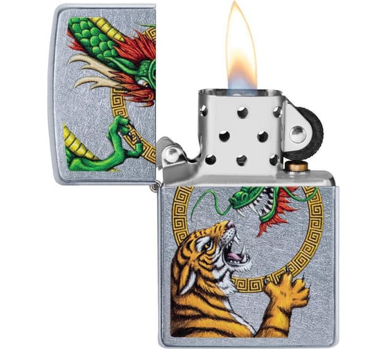Зажигалка ZIPPO Dragon Design, с покрытием Street Chrome, 38x13x57 мм, 29837