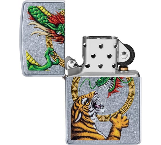 Зажигалка ZIPPO Dragon Design, с покрытием Street Chrome, 38x13x57 мм, 29837