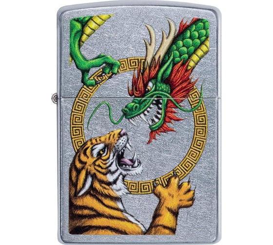 Зажигалка ZIPPO Dragon Design, с покрытием Street Chrome, 38x13x57 мм, 29837