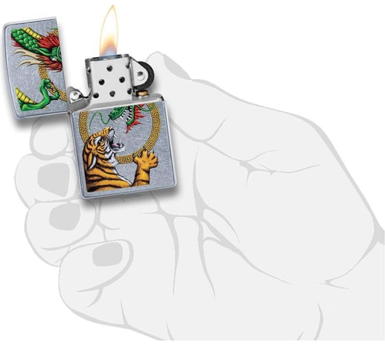 Зажигалка ZIPPO Dragon Design, с покрытием Street Chrome, 38x13x57 мм, 29837
