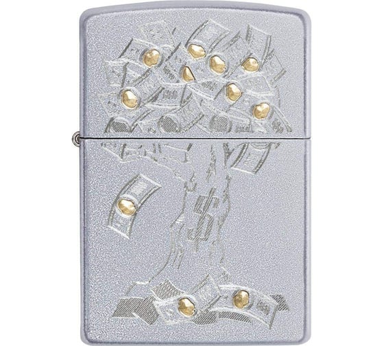 Зажигалка ZIPPO Money Tree Design, с покрытием Satin Chrome, 38x13x57 мм, 29999