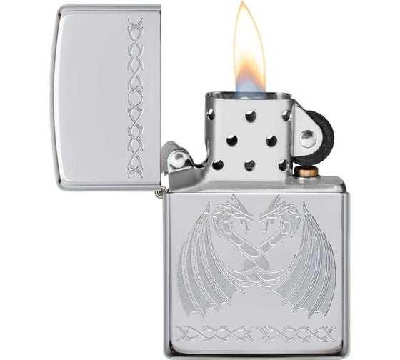 Зажигалка ZIPPO Dancing Dragons, с покрытием High Polish Chrome, 38x13x57 мм, 29988