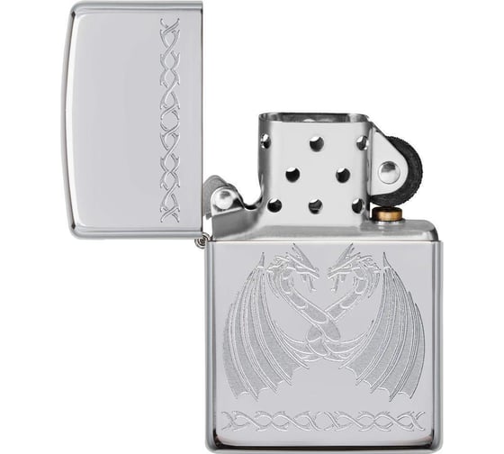 Зажигалка ZIPPO Dancing Dragons, с покрытием High Polish Chrome, 38x13x57 мм, 29988